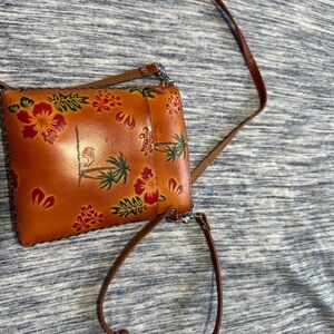 Tropical Floral Leather Crossbody Bag